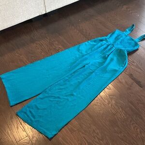 Dokotoo Vibrant Teal Textured jumpsuit
